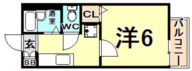 ラッキータウン2番館(1K/1階)の間取り写真