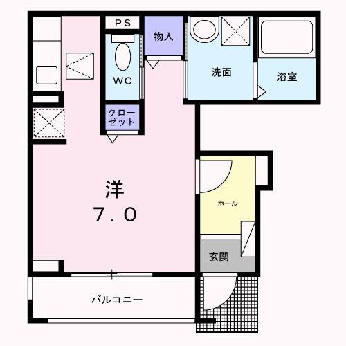 CREST 倭(1K/1階)の間取り写真