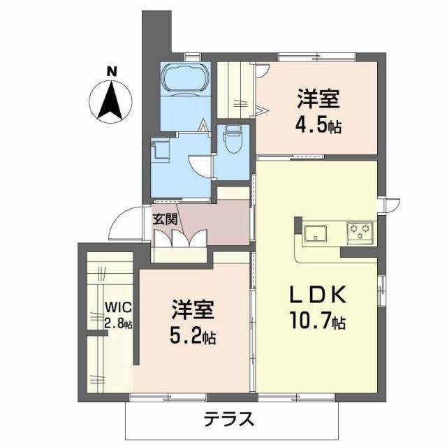 フォレストコート B(2LDK/1階)の間取り写真