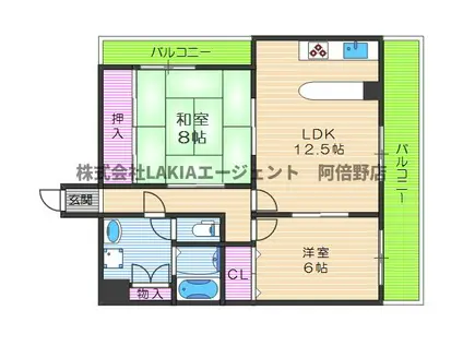 プロスピリティー四天王寺(2LDK/3階)の間取り写真