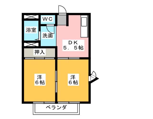グリーンハイツ大畑 A(2DK/2階)の間取り写真
