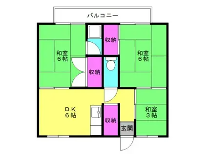 ビレッジハウス東二見(3DK/1階)の間取り写真