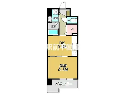 エミネンス駅南(1DK/6階)の間取り写真