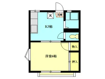 フォーヴル鵠沼(1K/2階)の間取り写真