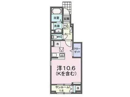 ラ・カサ・デ N(ワンルーム/1階)の間取り写真