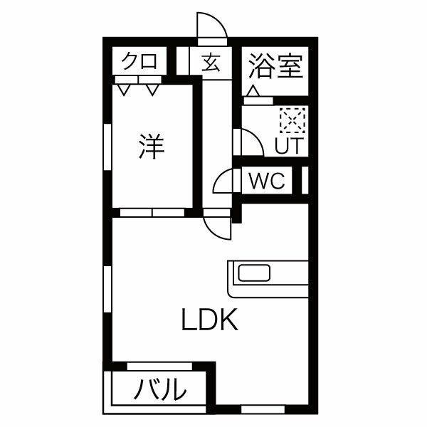 GCDヴィラ荒子(1LDK/2階)の間取り写真