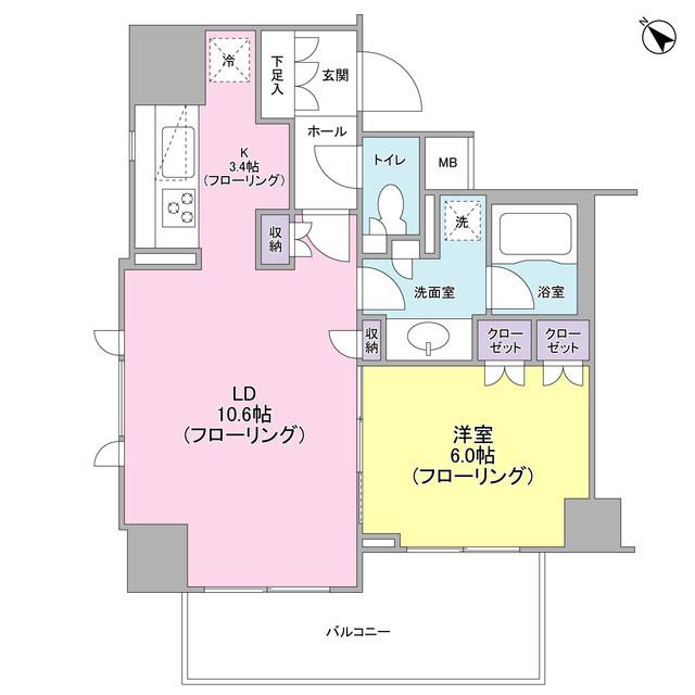 ルジェンテ高輪台(1LDK/3階)の間取り写真