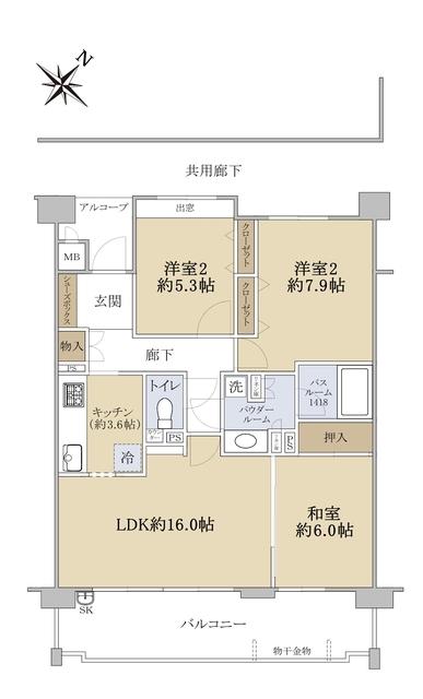 新千里桜ヶ丘メゾンシティ7番館(3LDK/5階)の間取り写真