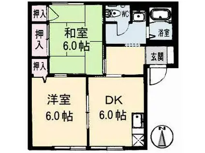 ラフィーネY(2DK/1階)の間取り写真