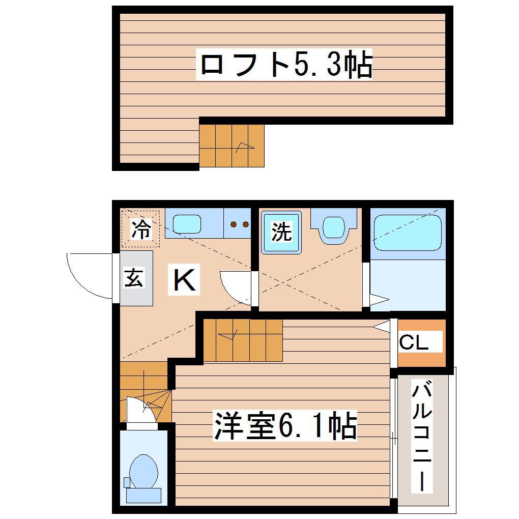 カーサセルパ(1K/1階)の間取り写真