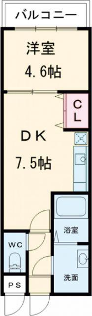 フジパレス堺浜寺石津(1DK/2階)の間取り写真