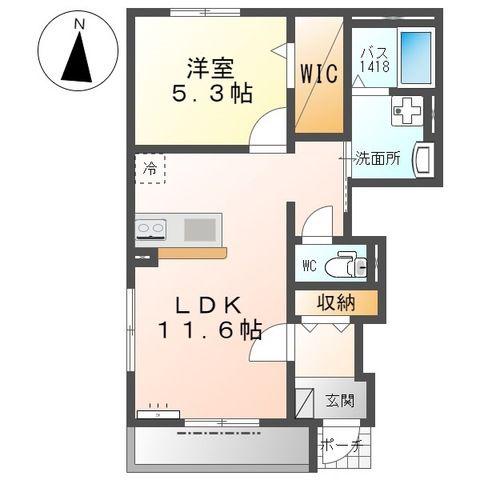 スターコートメゾン(1LDK/1階)の間取り写真