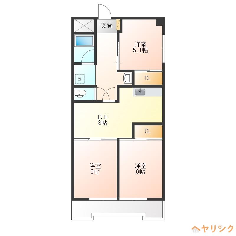 千代田グリーンハイツ(3DK/9階)の間取り写真