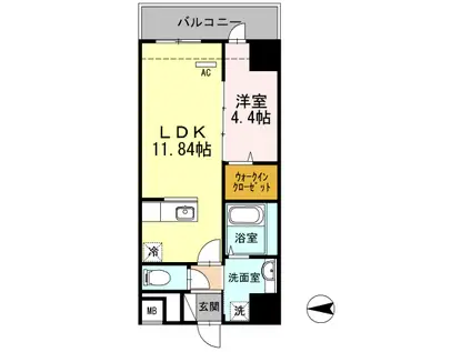 パークリヴィエール(1LDK/4階)の間取り写真