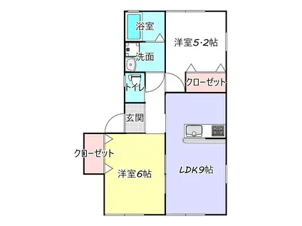 フェリーチェ長塚(2LDK/2階)の間取り写真