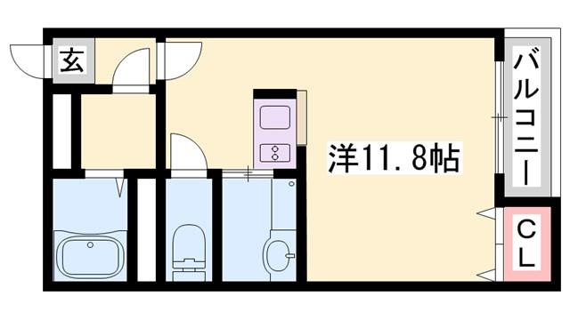 インタービレッジ塩町II(ワンルーム/4階)の間取り写真