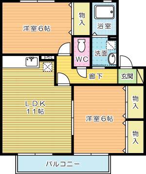 グランシャリオ・SB棟(2LDK/1階)の間取り写真