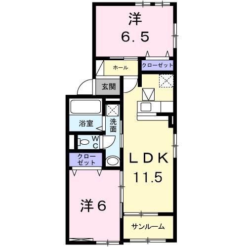 リコ ブレッザ I(2LDK/1階)の間取り写真