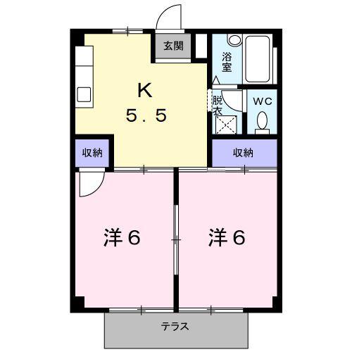 シティハイツ風(2K/1階)の間取り写真