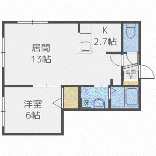 LUPINUS ウエスト(1LDK/2階)の間取り写真
