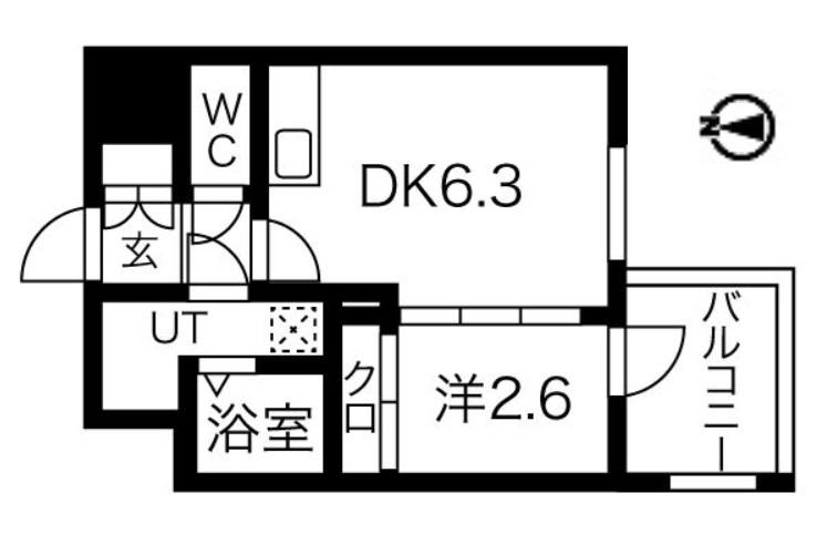 エスグランデ難波グランツ(1DK/7階)の間取り写真