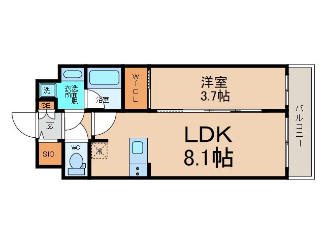 レオンコンフォート難波クレア(1LDK/3階)の間取り写真