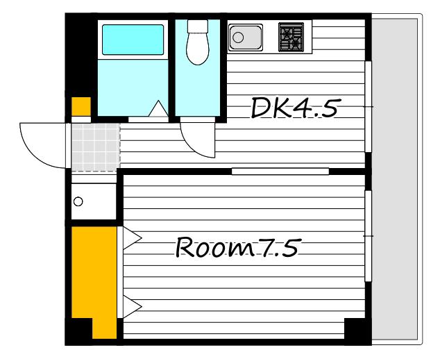プラーナ富町(1DK/3階)の間取り写真