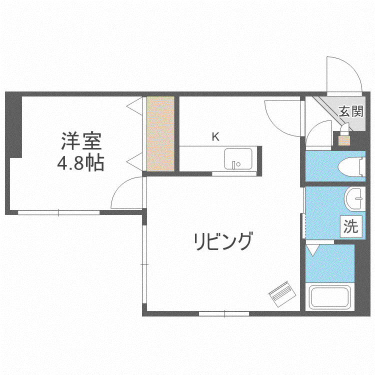 ECOA南郷7丁目B(1LDK/3階)の間取り写真