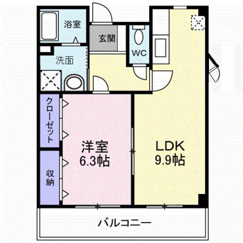 アルモニー綾園(1LDK/2階)の間取り写真