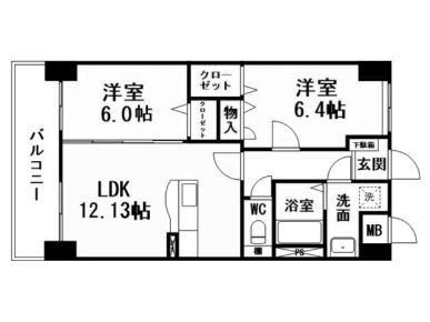 メディアパークVIII(2LDK/7階)の間取り写真