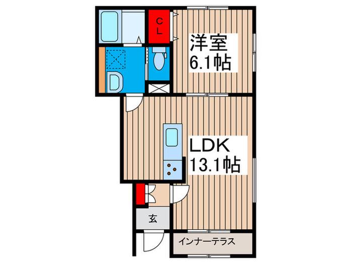 リーブルファイン草加両新田II(1LDK/1階)の間取り写真