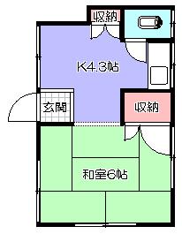 竹内荘(1K/1階)の間取り写真