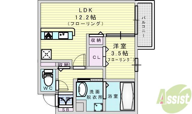 フォレストファン(1LDK/3階)の間取り写真