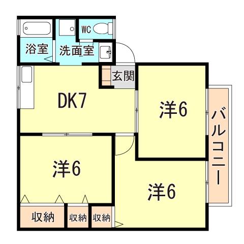 メゾン・シャルマン(3DK/2階)の間取り写真
