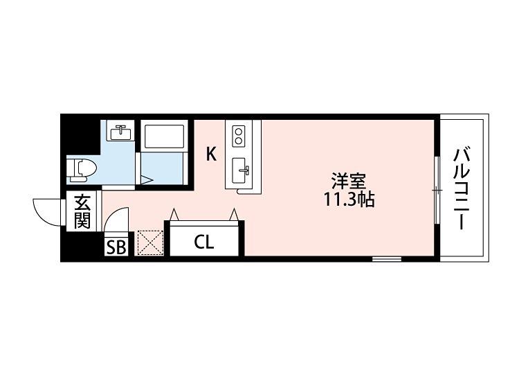 シャンテー御殿山 2番館(ワンルーム/6階)の間取り写真