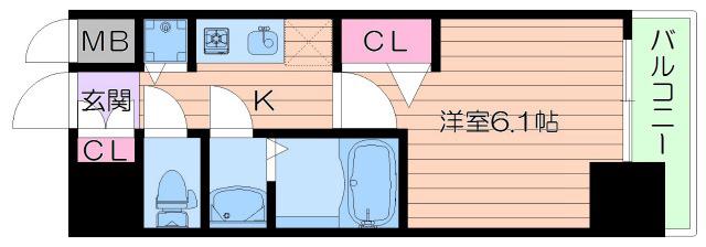 プレサンス大阪福島レシェンテ(1K/9階)の間取り写真