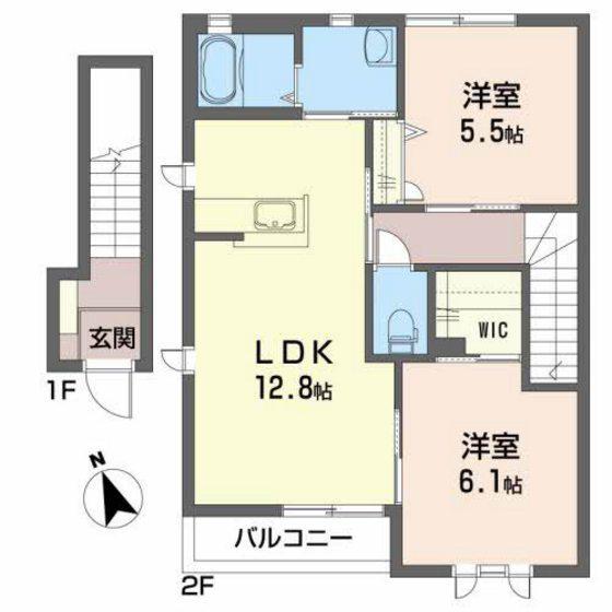 レインボーヒルズIIB(2LDK/2階)の間取り写真