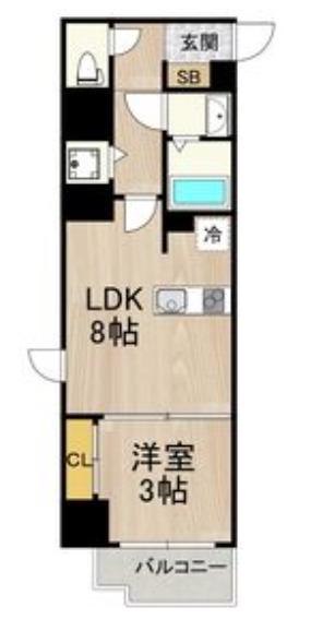 ノーブルコート堺筋本町(1LDK/12階)の間取り写真