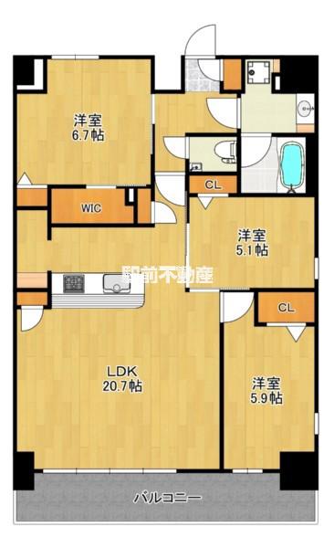 S-RESIDENCE大濠公園ACHIE(3LDK/10階)の間取り写真