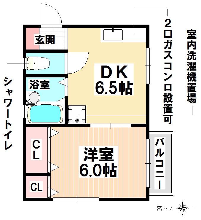 ハイツ菊住(1DK/2階)の間取り写真