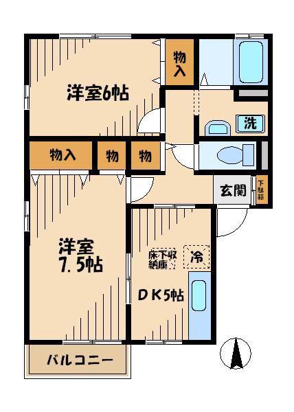 アネックスY(2DK/1階)の間取り写真