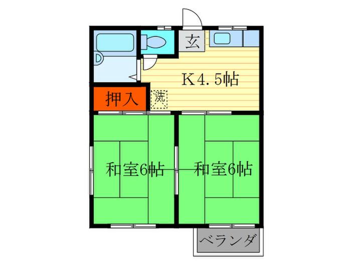 プルミエールハイツ2(2K/2階)の間取り写真