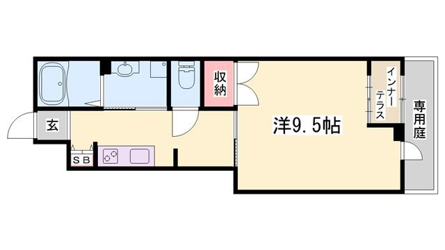 アベニールのざと(1K/1階)の間取り写真