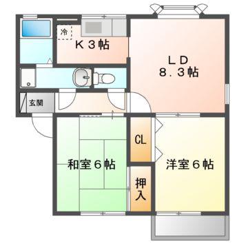 ナチュールA・B棟(2LDK/2階)の間取り写真