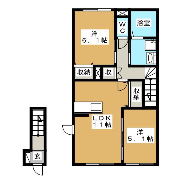 CONFORT(2LDK/2階)の間取り写真