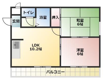 プレアール蔀屋本町(2DK/2階)の間取り写真