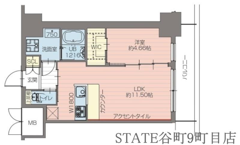 プレジオ恵美須(1LDK/4階)の間取り写真