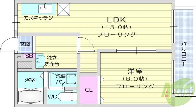 シティハイツYAMAKI(1LDK/2階)の間取り写真