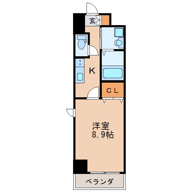 ウイステリア名城(1K/2階)の間取り写真
