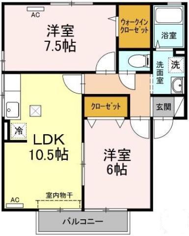 ポルト ベール C棟(2LDK/1階)の間取り写真